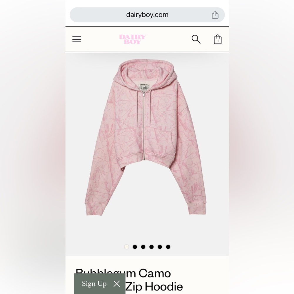 Dairy boy bubblegum camp zip up hoodie - size M
